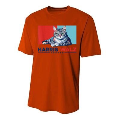 Harris Walz 2024 Funny Cat Election Kamala Harris Performance Sprint T-Shirt