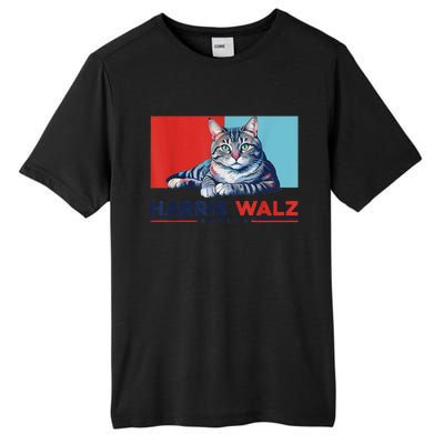 Harris Walz 2024 Funny Cat Election Kamala Harris Tall Fusion ChromaSoft Performance T-Shirt