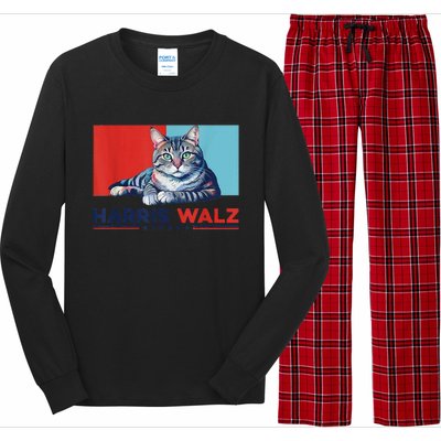 Harris Walz 2024 Funny Cat Election Kamala Harris Long Sleeve Pajama Set