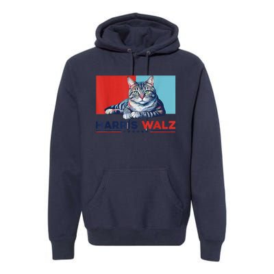 Harris Walz 2024 Funny Cat Election Kamala Harris Premium Hoodie