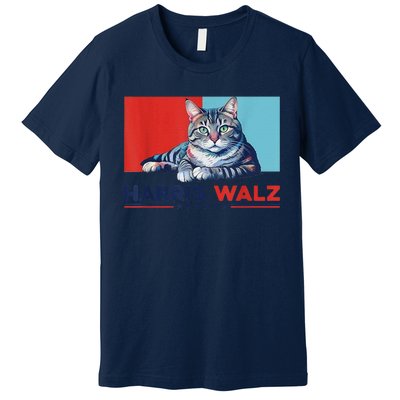 Harris Walz 2024 Funny Cat Election Kamala Harris Premium T-Shirt