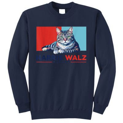 Harris Walz 2024 Funny Cat Election Kamala Harris Tall Sweatshirt