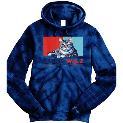 Harris Walz 2024 Funny Cat Election Kamala Harris Tie Dye Hoodie