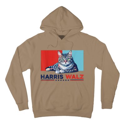 Harris Walz 2024 Funny Cat Election Kamala Harris Hoodie