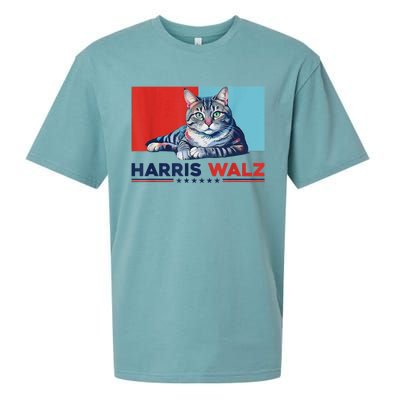 Harris Walz 2024 Funny Cat Election Kamala Harris Sueded Cloud Jersey T-Shirt