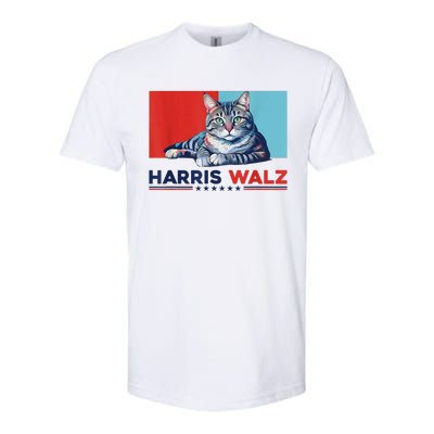 Harris Walz 2024 Funny Cat Election Kamala Harris Softstyle CVC T-Shirt