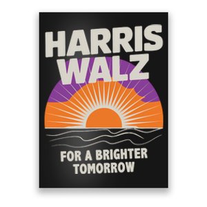 Harris Walz 2024 Boho Retro Sunrise Brighter Tomorrow Quote Long Sleeve Poster