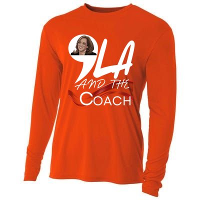 Harris Walz 2024 Comma La And The Coach Kamala Image Great Gift Cooling Performance Long Sleeve Crew