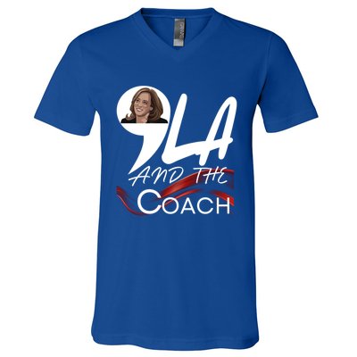 Harris Walz 2024 Comma La And The Coach Kamala Image Great Gift V-Neck T-Shirt