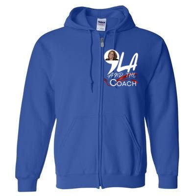 Harris Walz 2024 Comma La And The Coach Kamala Image Great Gift Full Zip Hoodie