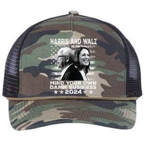 Harris Walz 2024 Mind Your Own Damn Business Retro Rope Trucker Hat Cap