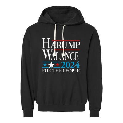 Harump Wallace 2024 Harris Trump Walz Vance Garment-Dyed Fleece Hoodie