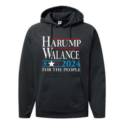 Harump Wallace 2024 Harris Trump Walz Vance Performance Fleece Hoodie