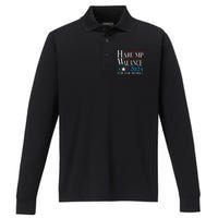 Harump Wallace 2024 Harris Trump Walz Vance Performance Long Sleeve Polo