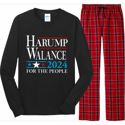 Harump Wallace 2024 Harris Trump Walz Vance Long Sleeve Pajama Set