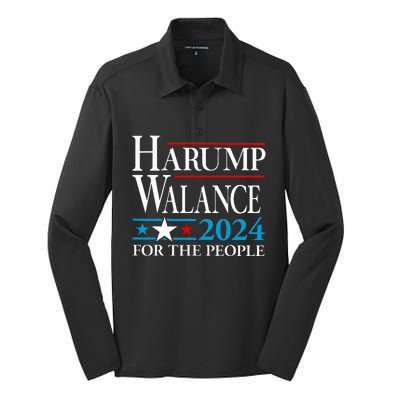 Harump Wallace 2024 Harris Trump Walz Vance Silk Touch Performance Long Sleeve Polo