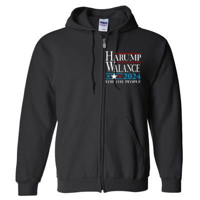 Harump Wallace 2024 Harris Trump Walz Vance Full Zip Hoodie