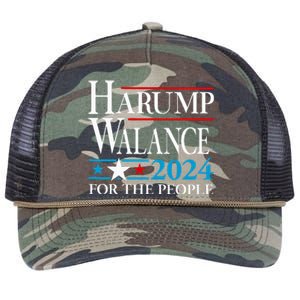 Harump Wallace 2024 Harris Trump Walz Vance Retro Rope Trucker Hat Cap