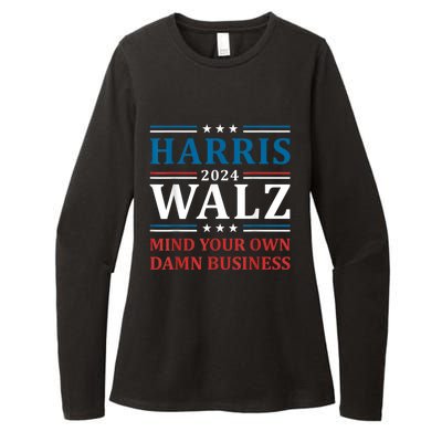 Harris Walz 2024 Mind Your Own Damn Business Womens CVC Long Sleeve Shirt