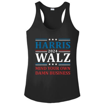 Harris Walz 2024 Mind Your Own Damn Business Ladies PosiCharge Competitor Racerback Tank