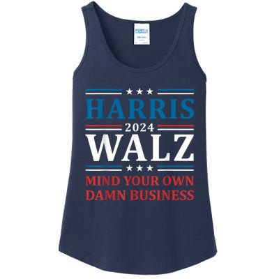 Harris Walz 2024 Mind Your Own Damn Business Ladies Essential Tank