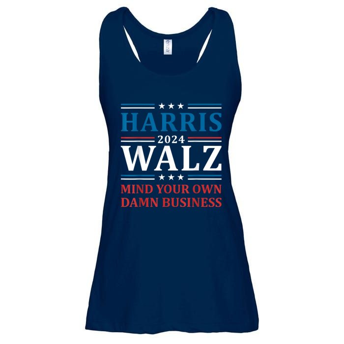 Harris Walz 2024 Mind Your Own Damn Business Ladies Essential Flowy Tank