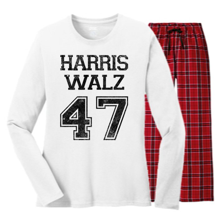 Harris Walz 2024 Campaign For President Vintage Harris Waltz Women's Long Sleeve Flannel Pajama Set 