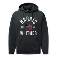 Harris Whitmer 2024 Vote Kamala Harris Gretchen Whitmer 24 Performance Fleece Hoodie