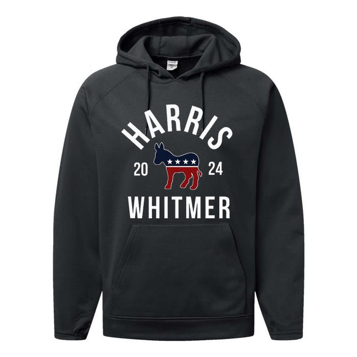 Harris Whitmer 2024 Vote Kamala Harris Gretchen Whitmer 24 Performance Fleece Hoodie