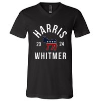 Harris Whitmer 2024 Vote Kamala Harris Gretchen Whitmer 24 V-Neck T-Shirt