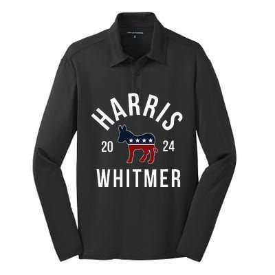 Harris Whitmer 2024 Vote Kamala Harris Gretchen Whitmer 24 Silk Touch Performance Long Sleeve Polo