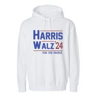 Harris Walz 2024 President American Flag Kamala Harris Waltz Garment-Dyed Fleece Hoodie