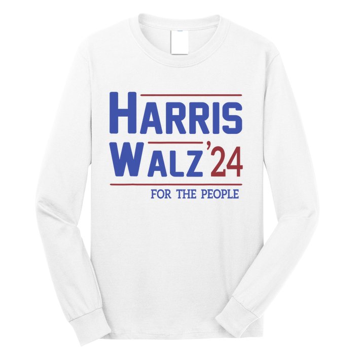 Harris Walz 2024 President American Flag Kamala Harris Waltz Long Sleeve Shirt