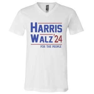 Harris Walz 2024 President American Flag Kamala Harris Waltz V-Neck T-Shirt