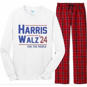 Harris Walz 2024 President American Flag Kamala Harris Waltz Long Sleeve Pajama Set