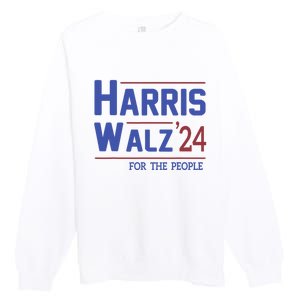 Harris Walz 2024 President American Flag Kamala Harris Waltz Premium Crewneck Sweatshirt