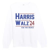 Harris Walz 2024 President American Flag Kamala Harris Waltz Premium Crewneck Sweatshirt