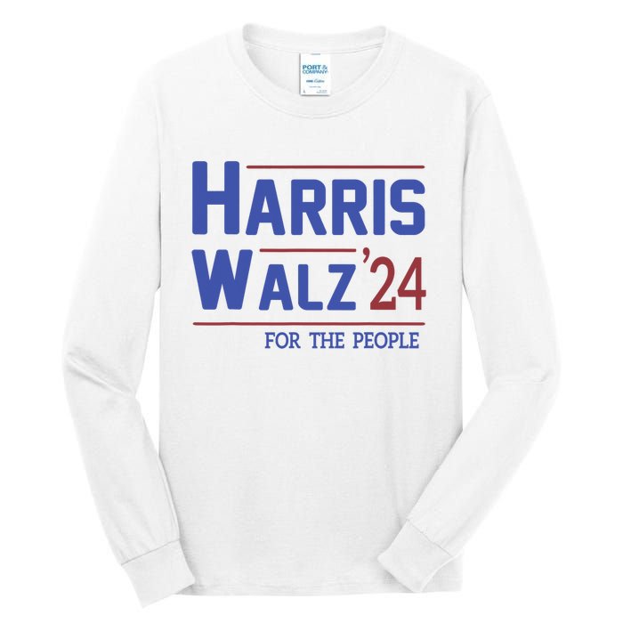 Harris Walz 2024 President American Flag Kamala Harris Waltz Tall Long Sleeve T-Shirt