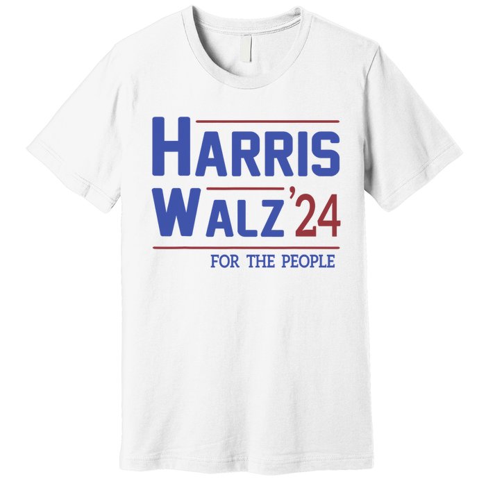 Harris Walz 2024 President American Flag Kamala Harris Waltz Premium T-Shirt