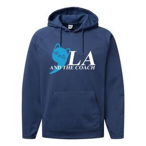 Harris Walz 2024 Comma La And The Coach Gift Performance Fleece Hoodie