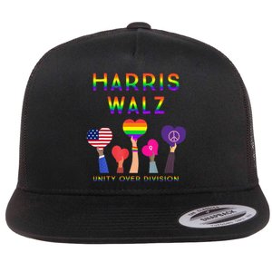 Harris Waltz 2024 Unity Over Division Kamala Harris Tim Walz Flat Bill Trucker Hat