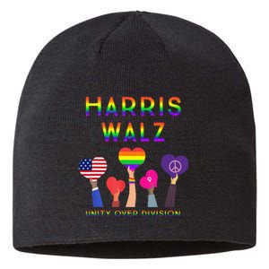 Harris Waltz 2024 Unity Over Division Kamala Harris Tim Walz Sustainable Beanie