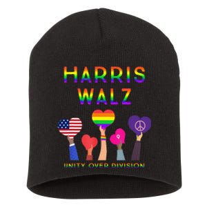 Harris Waltz 2024 Unity Over Division Kamala Harris Tim Walz Short Acrylic Beanie