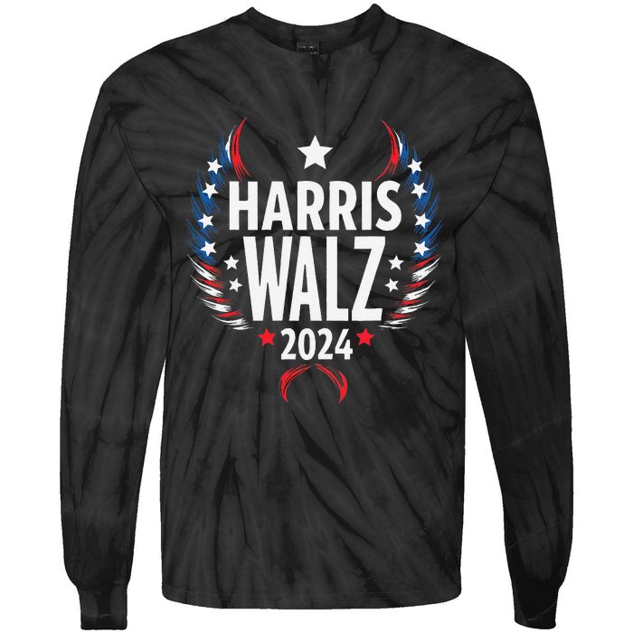 Harris Walz 2024 Kamala Harris Tom Walz Usa Tie-Dye Long Sleeve Shirt