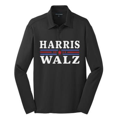 Harris Waltz 2024 Election Kamala Harris Tim Waltz 2024 Gift Silk Touch Performance Long Sleeve Polo