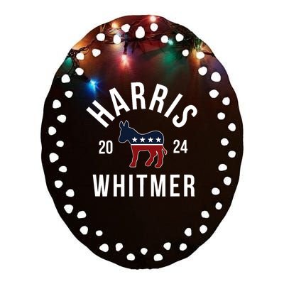 Harris Whitmer 2024 Vote Kamala Harris Gretchen Whitmer 24 Ceramic Oval Ornament