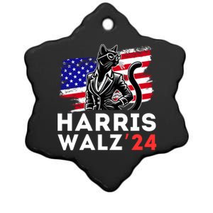 Harris Walz 2024 Coool Cat Election Kamala Harris Tim Waltz Gift Ceramic Star Ornament