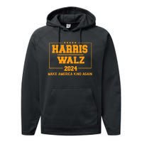 Harris Walz 2024 Make America Kind Again Harris Waltz Quote Performance Fleece Hoodie