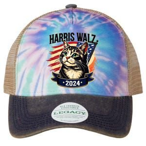 Harris Walz 2024 Funny Cat Kamala Harris Tim Walz Waltz Legacy Tie Dye Trucker Hat