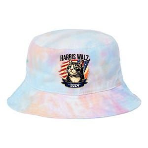 Harris Walz 2024 Funny Cat Kamala Harris Tim Walz Waltz Tie Dye Newport Bucket Hat